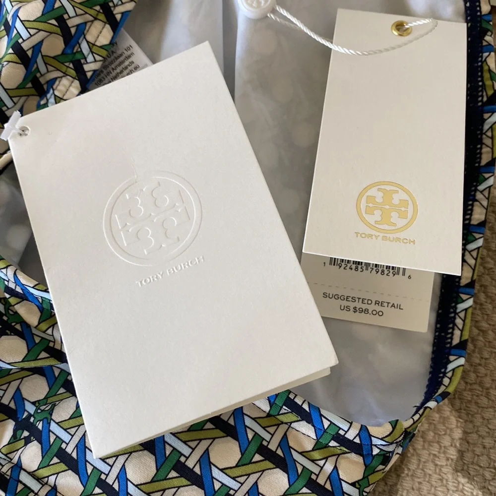 “Tory Burch” basket weave print bikini bottoms; medium